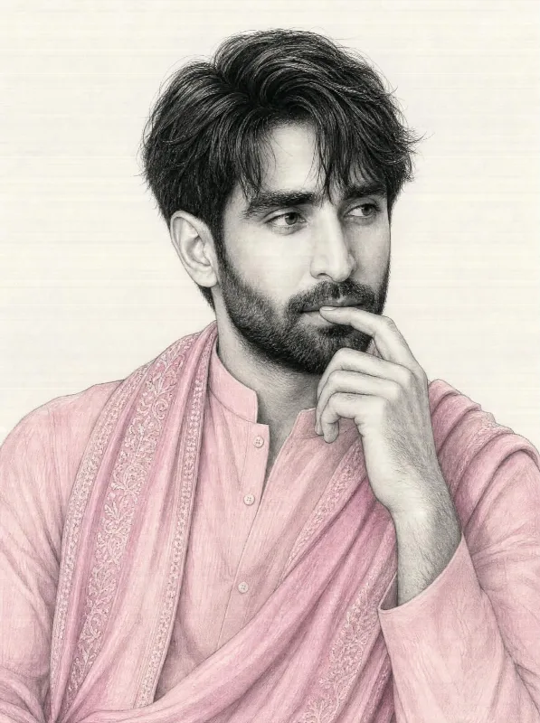 Pastel Kurta Sketch Portrait