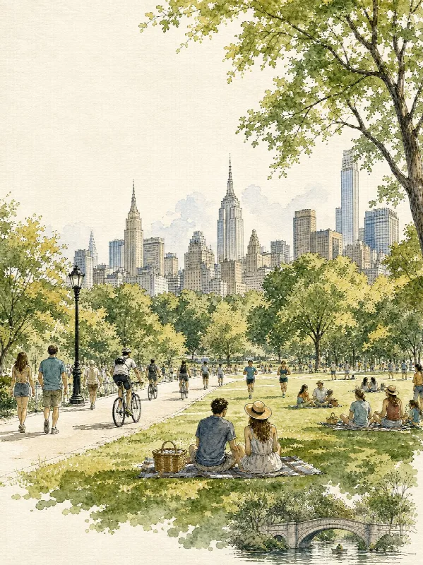 Watercolor Park Picnic
