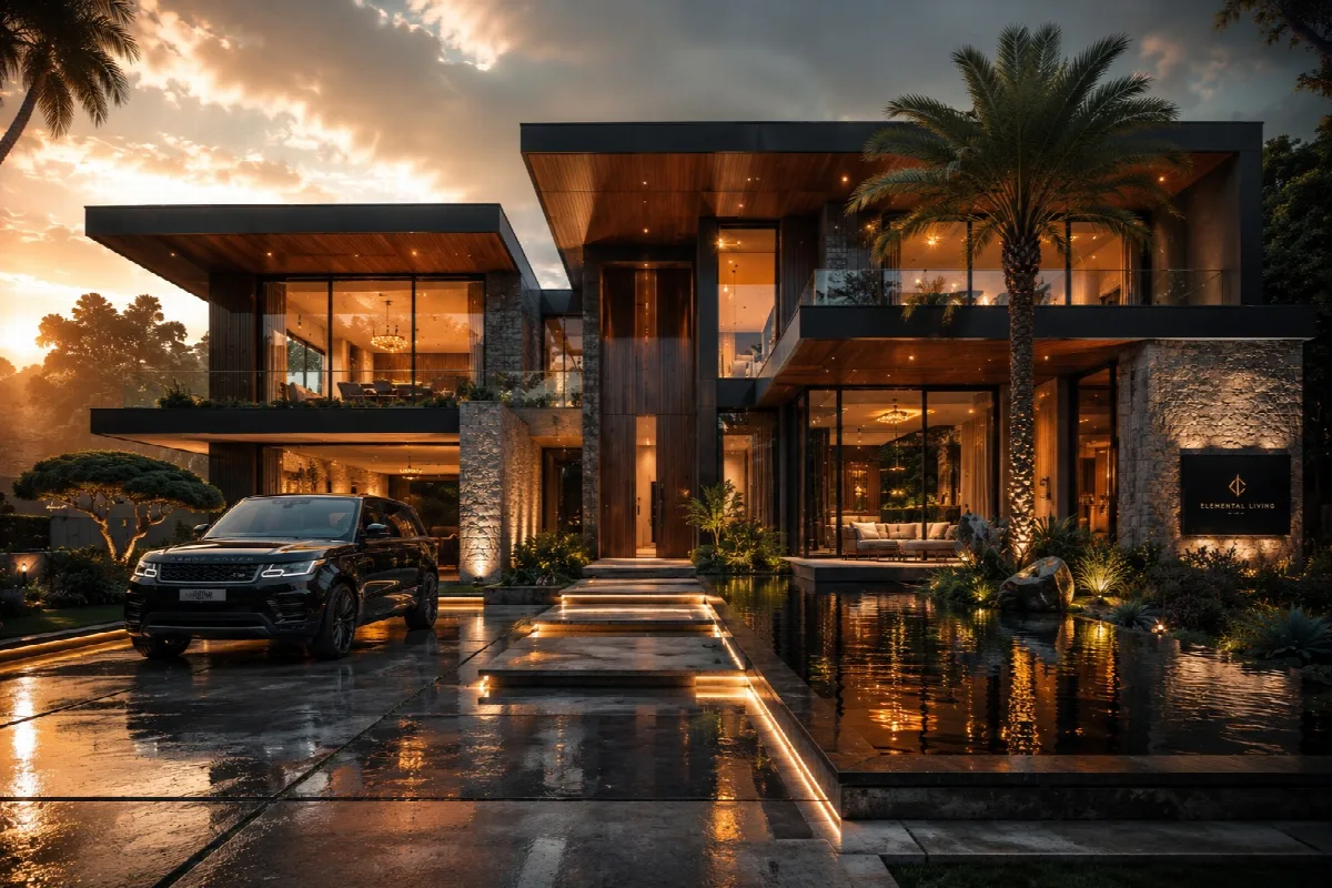 Modern Villa at Dusk