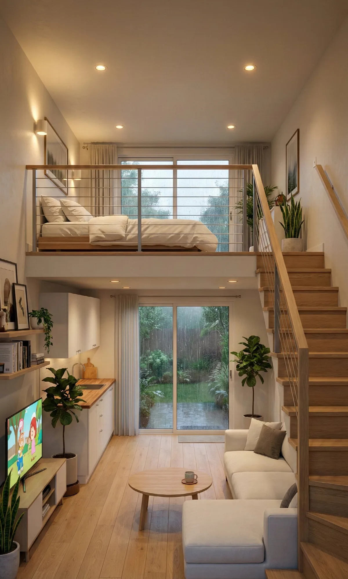 Split-Level Studio in the Rain