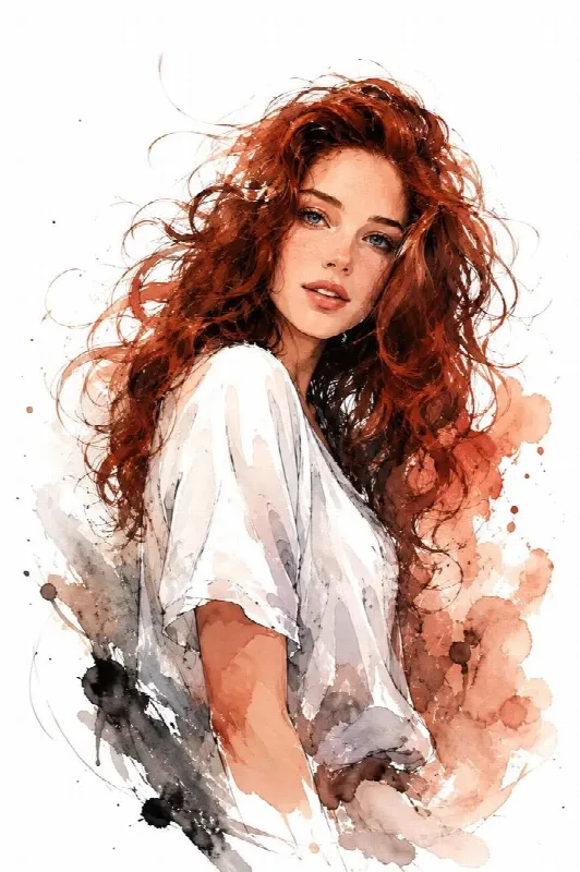 Red Hair in Watercolor