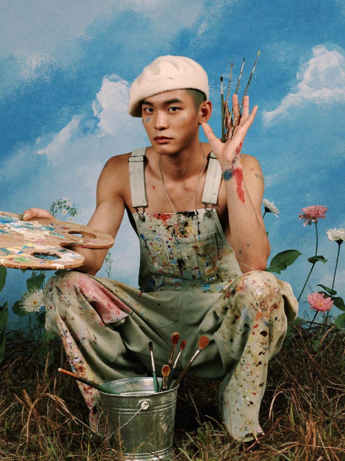 Painter in Pastel Blue