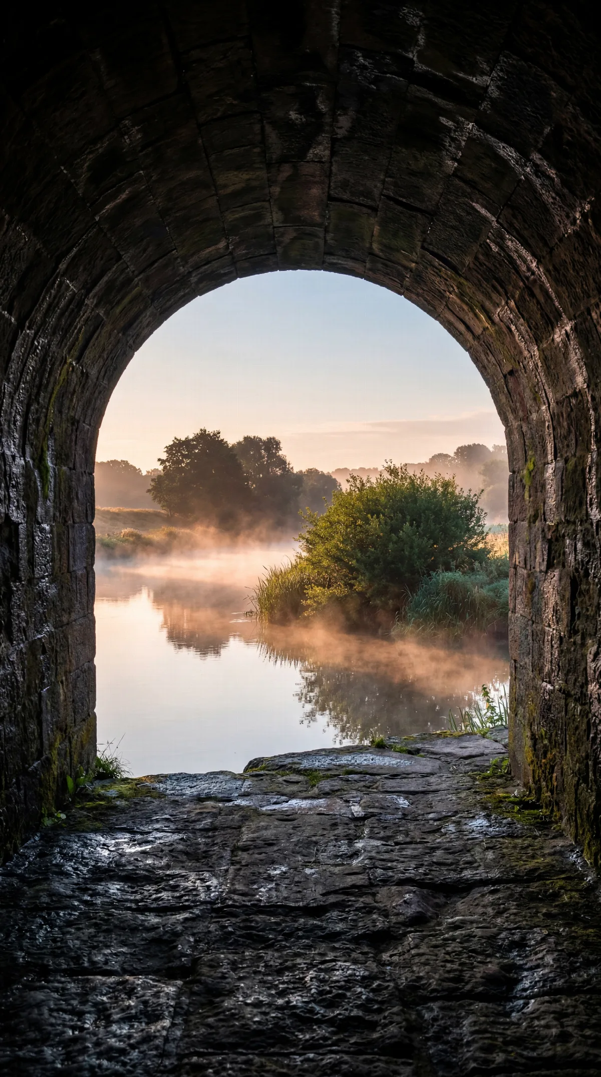 Morning Mist Through the Arch
