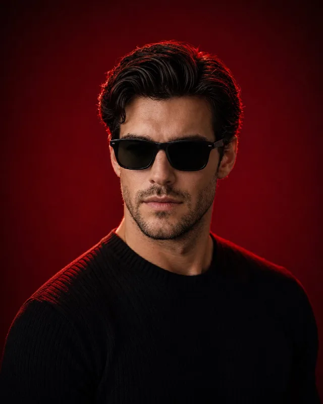 Red Rim Light Sunglasses Portrait