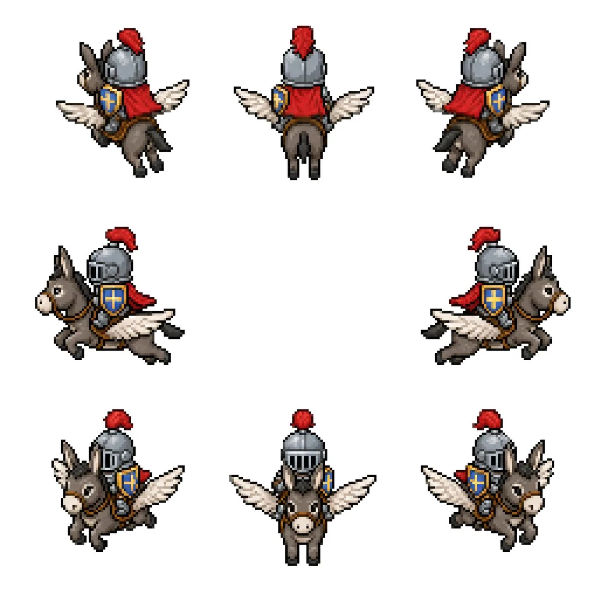 Winged Donkey Knight Sprites