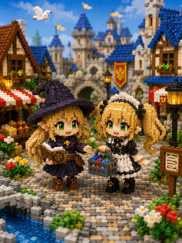 Brick Fantasy Town Diorama