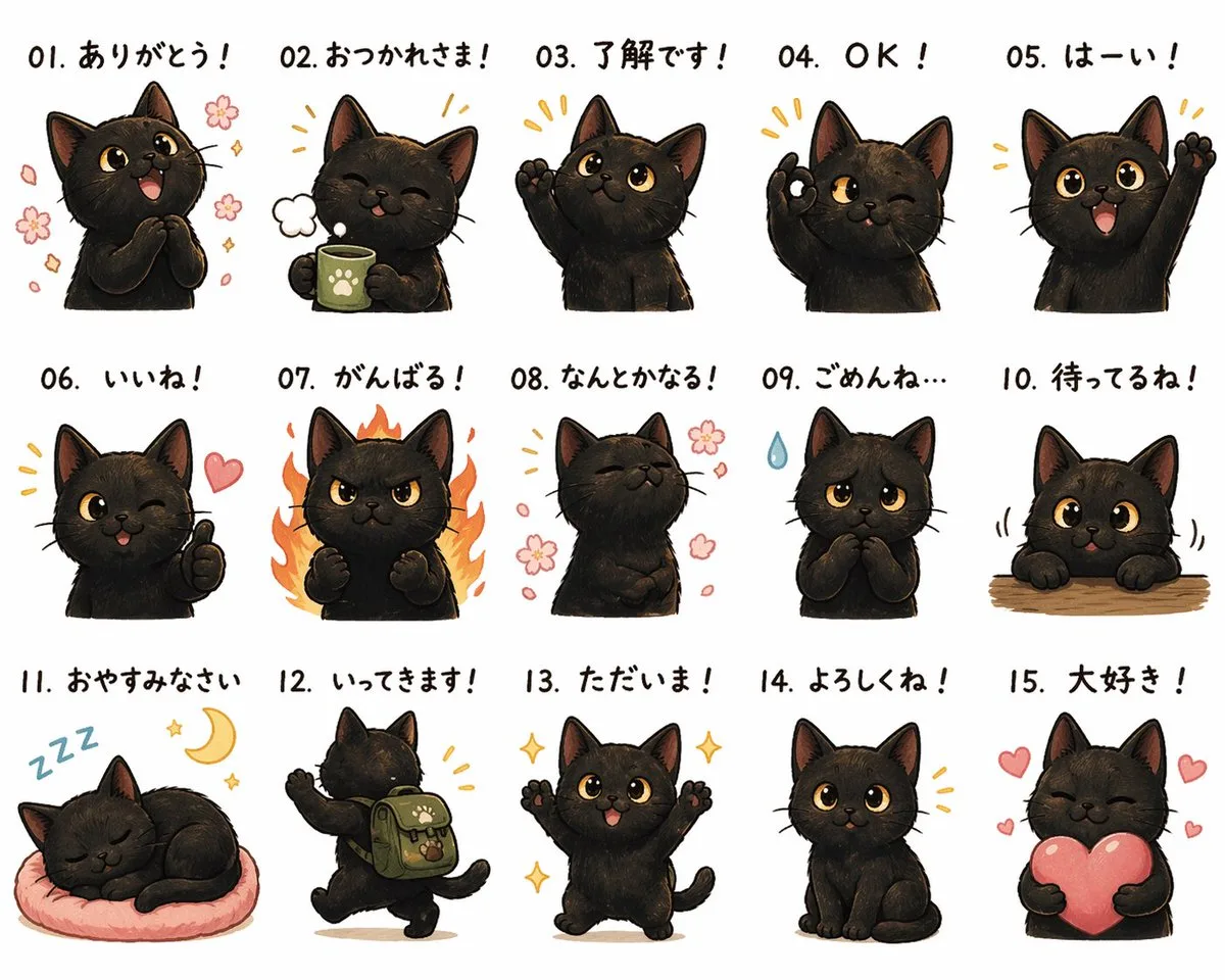 Black Kitten Sticker Sheet