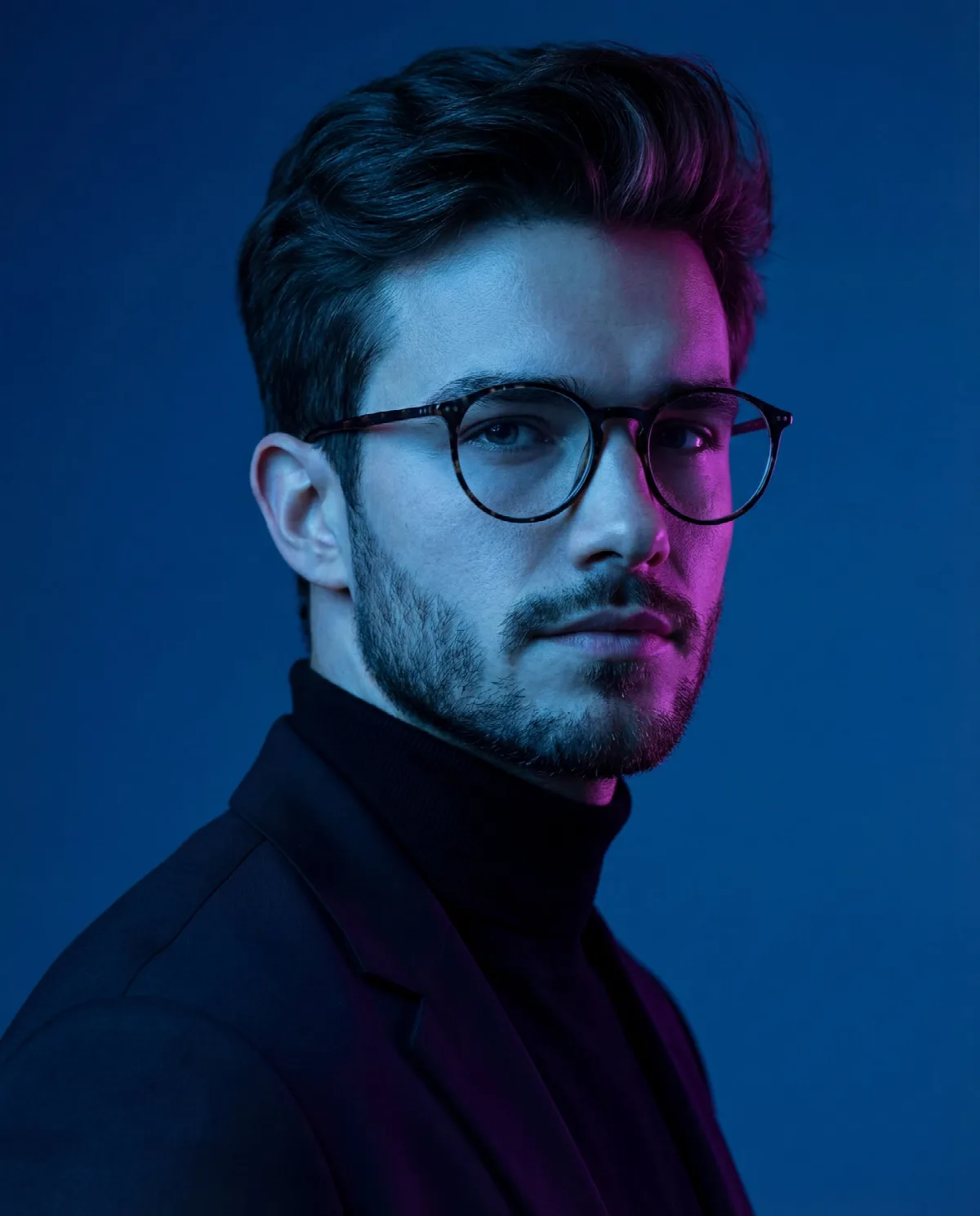 Blue and Magenta Neon Portrait