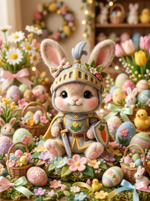 Felt Easter Bunny Scene
