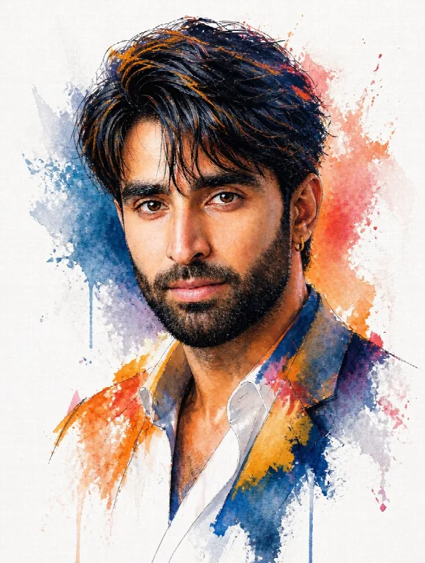 Splash Watercolor Male Portrait