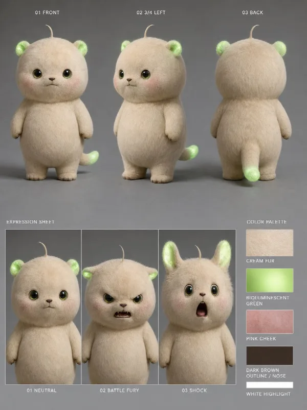 Glowing Plush Creature Sheet