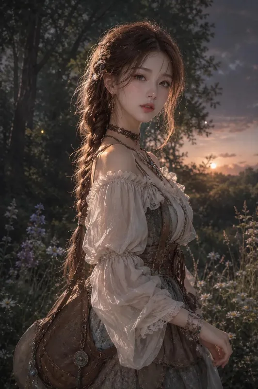 Semi-Realistic Anime Forest Portrait