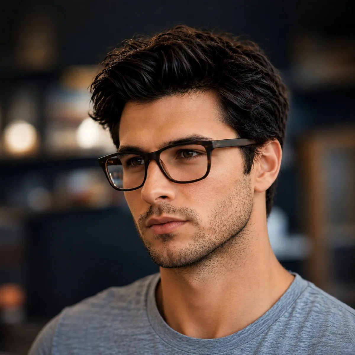 Glasses in a Dark Café