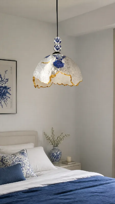 Blue Floral Pendant Lamp