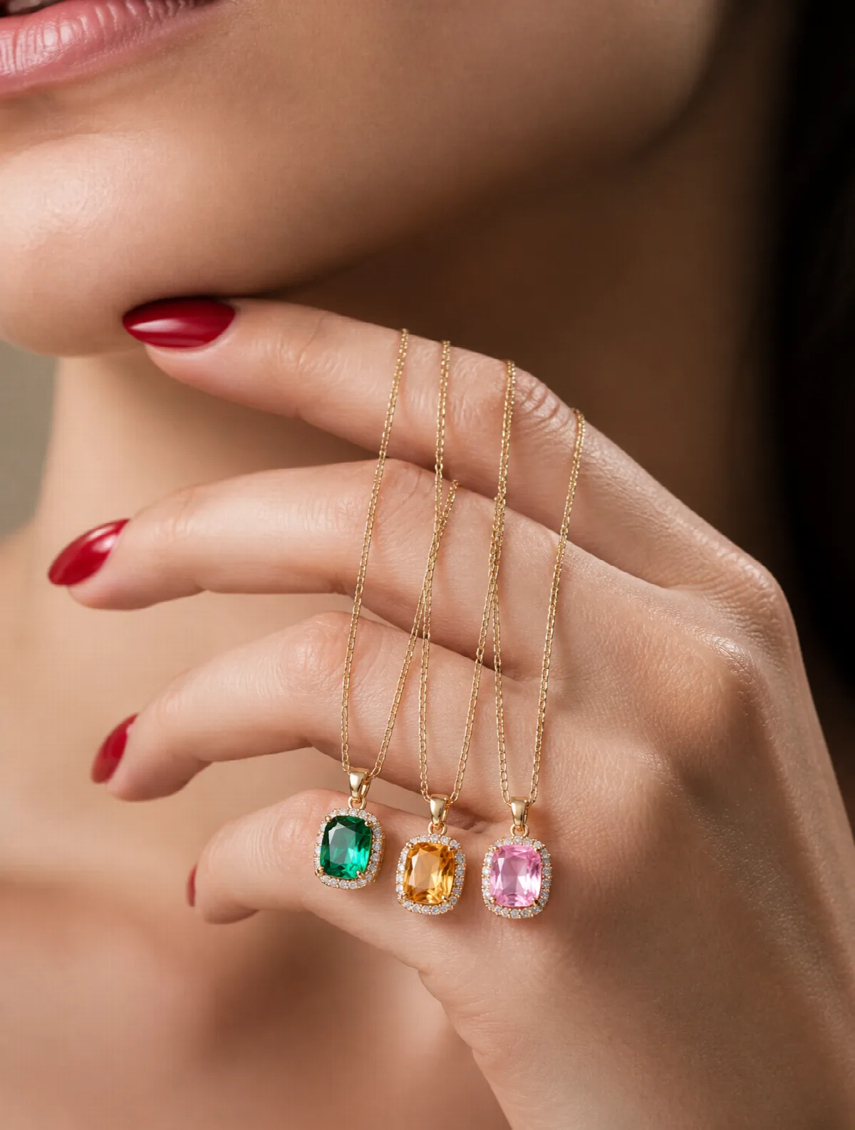 Three Gemstone Pendants