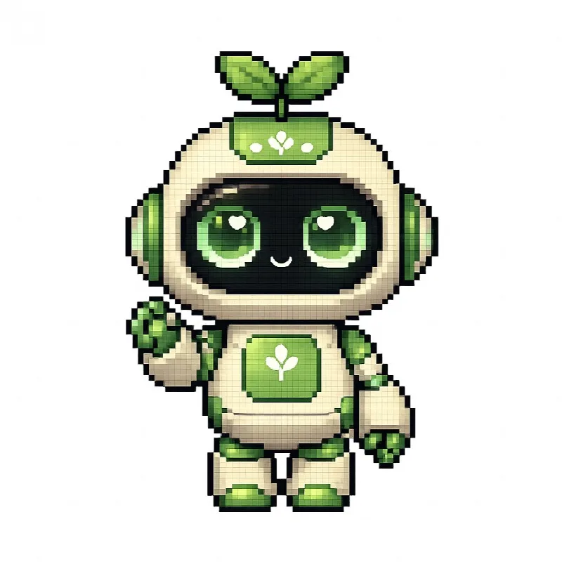 Pixel Eco Robot Mascot