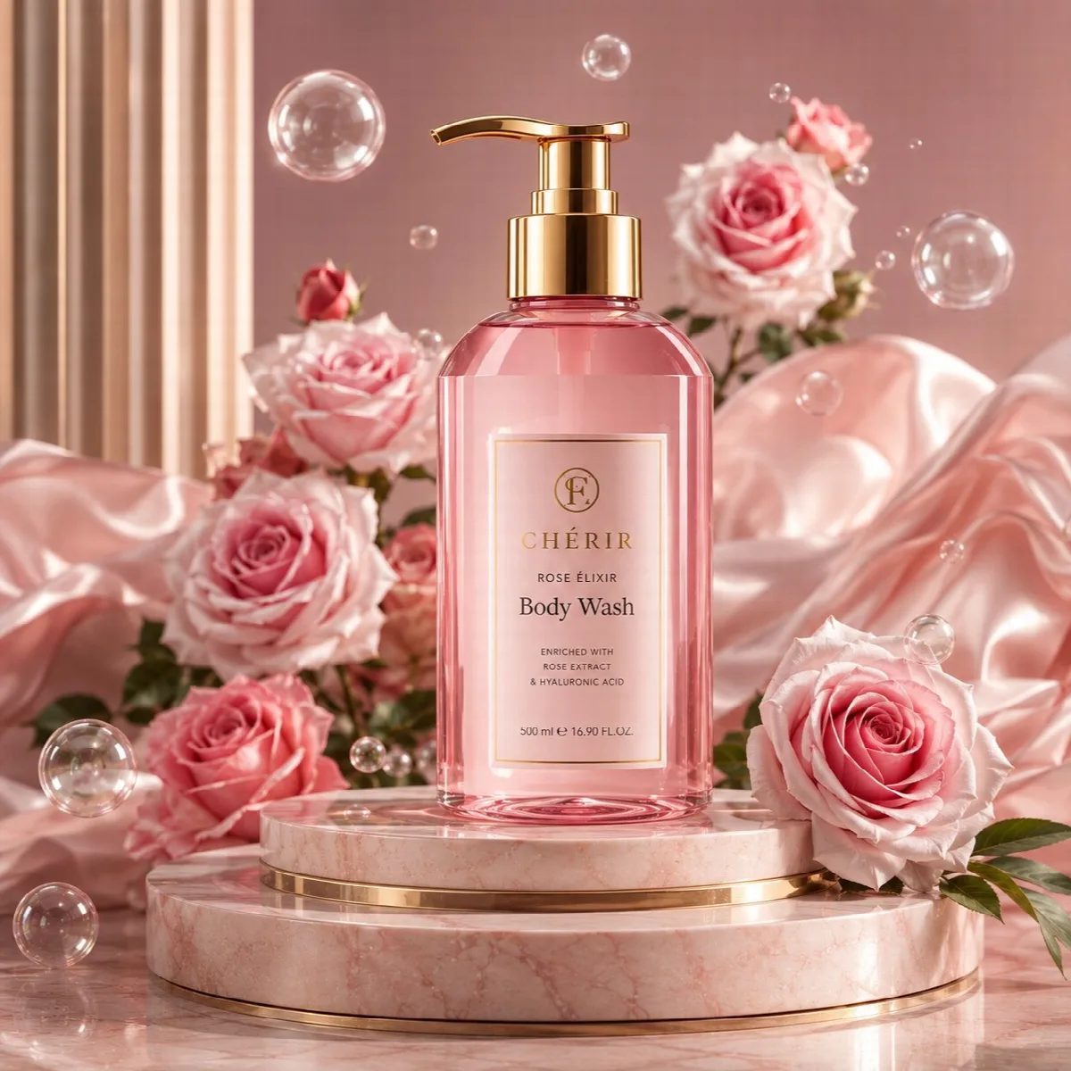 Rose Body Wash on Marble