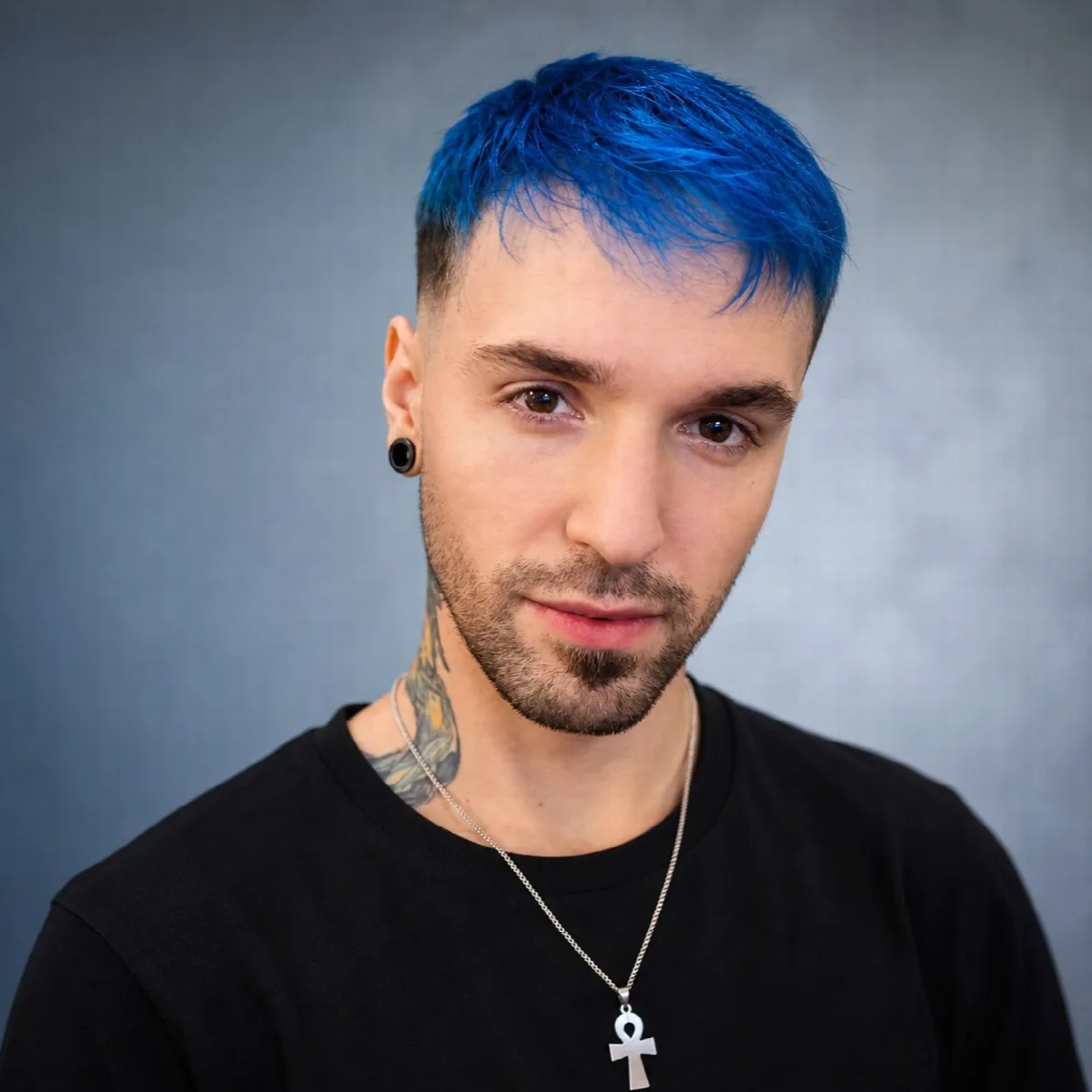 Blue Backdrop Studio Headshot