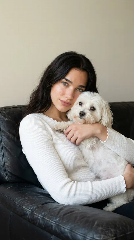 A Quiet Hug with a White Dog