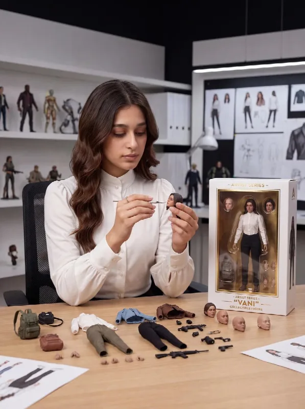 Designer With Her Action Figure