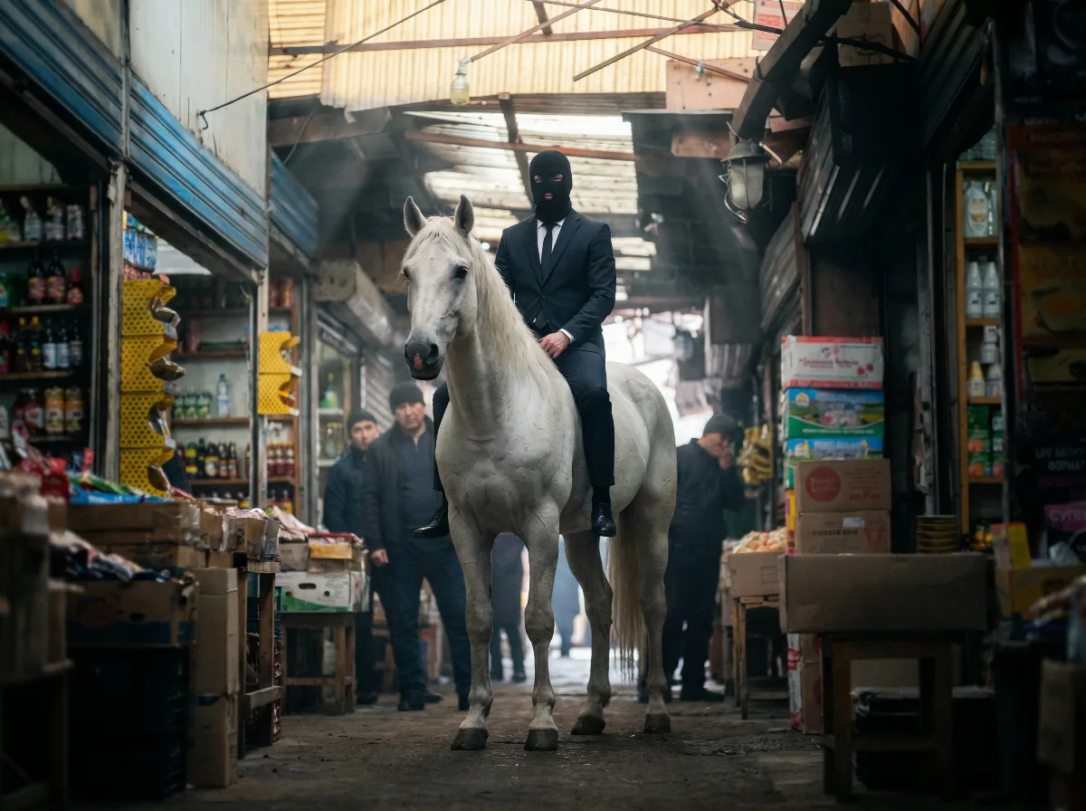 White Horse in the Bazaar