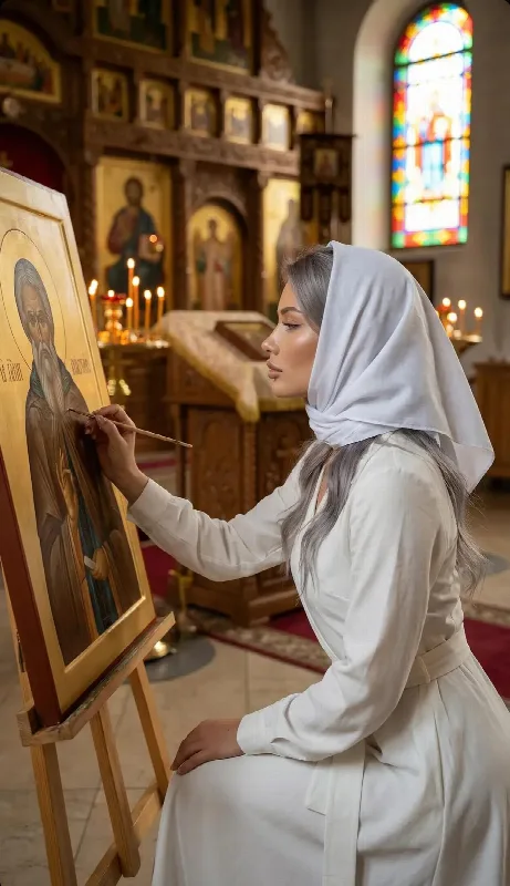 Icon Painter in Church
