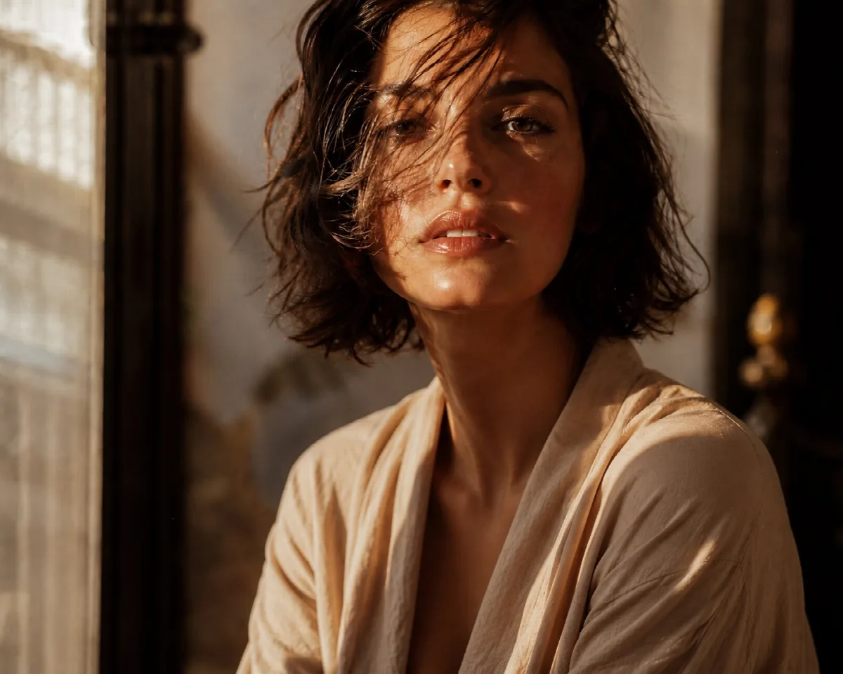 Tousled Bob in Warm Light