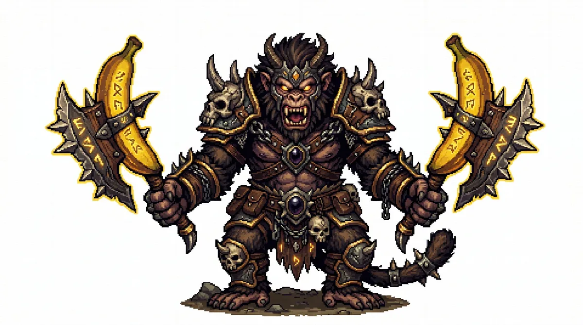 Pixel Art Banana Monkey Boss