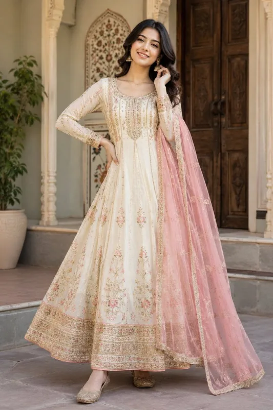 Golden Embroidery and Pink Silk