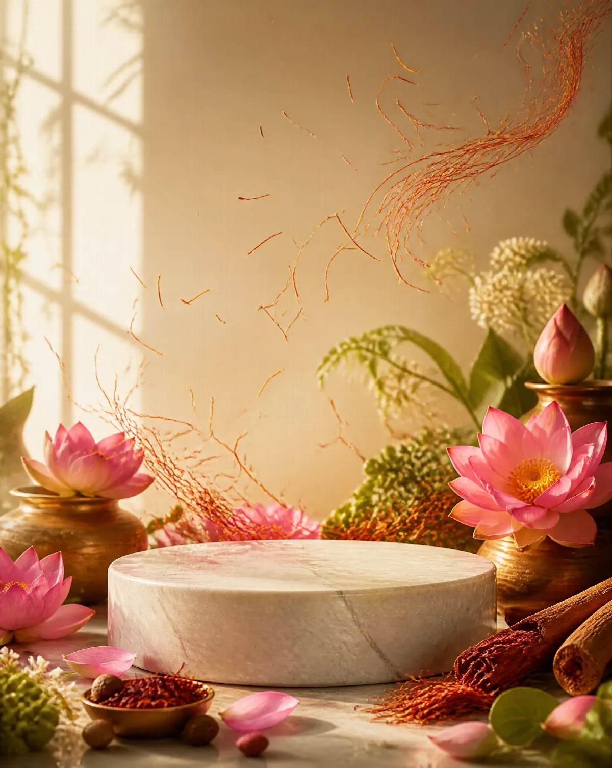 Lotus and Saffron Still Life
