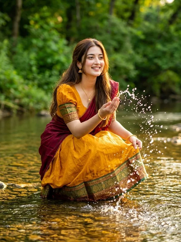 Saree by a Forest River