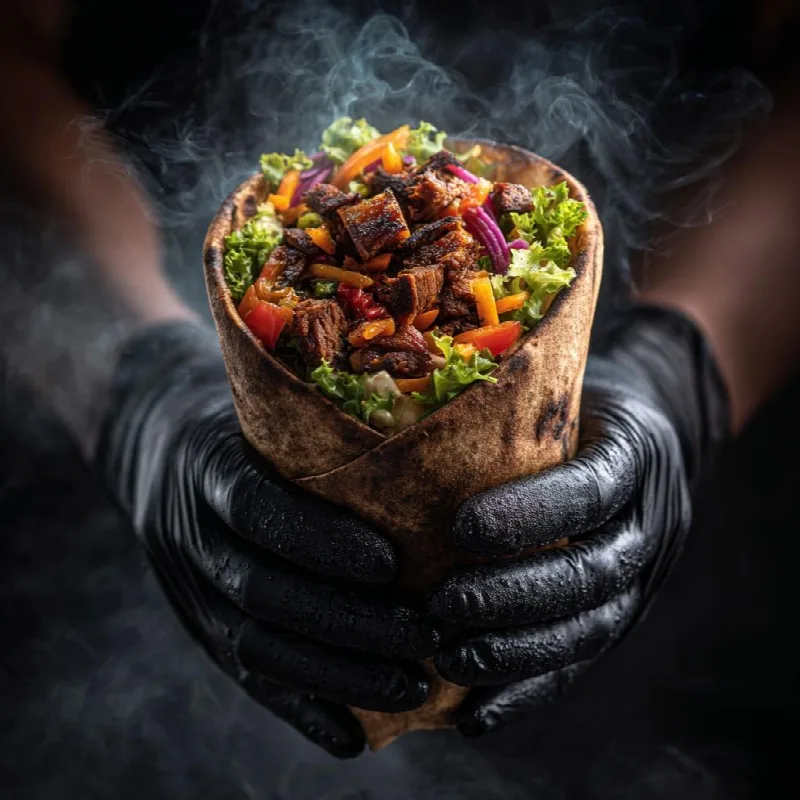 Grilled Wrap in Gloved Hands