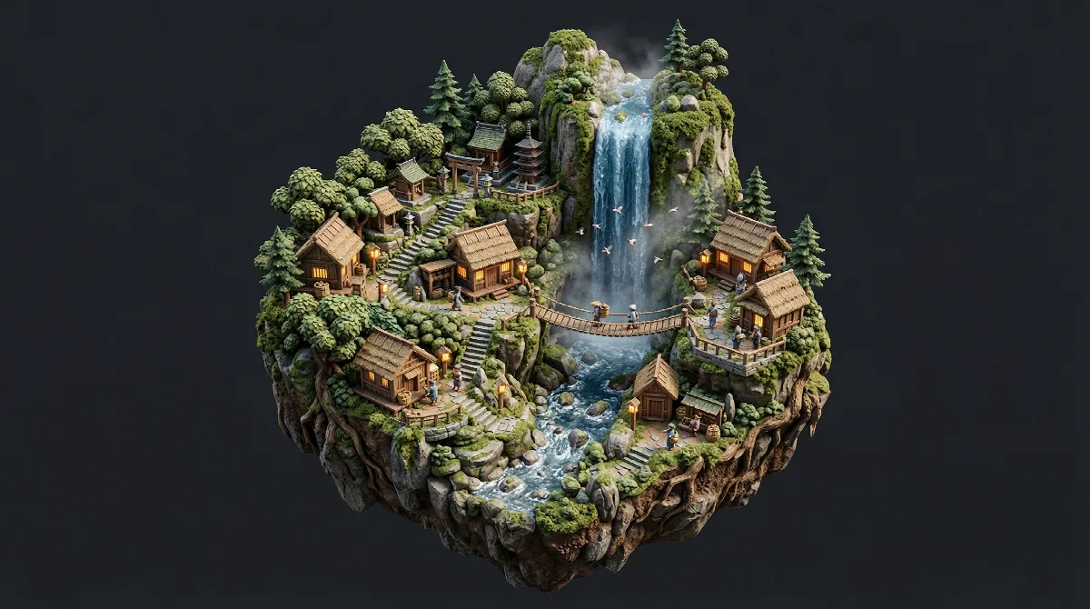 Waterfall Village Diorama