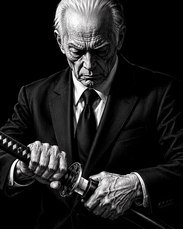 Elder Drawing a Katana