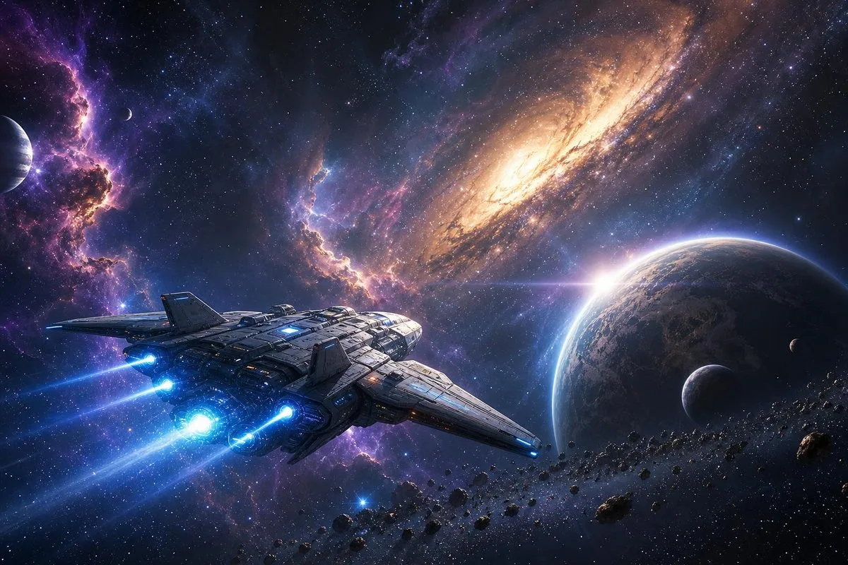 Starship Through a Nebula