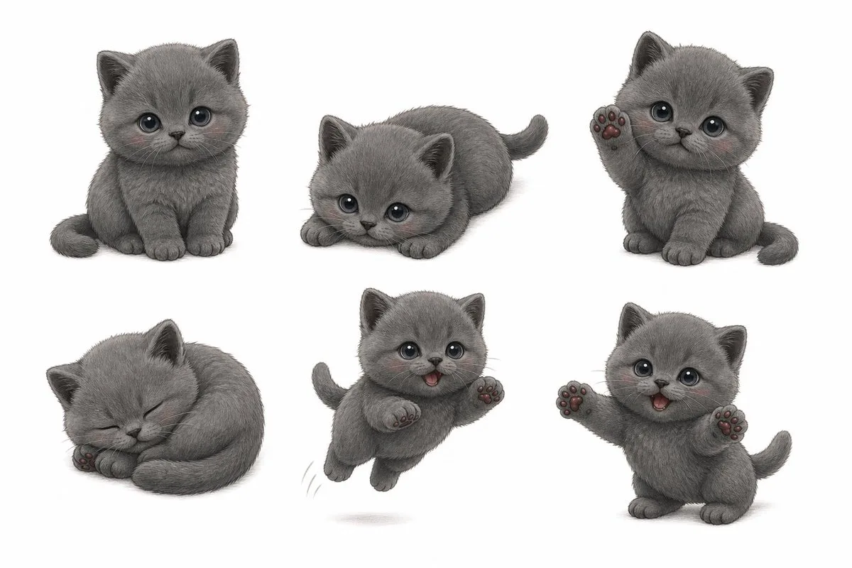 Gray Kitten Sticker Pack