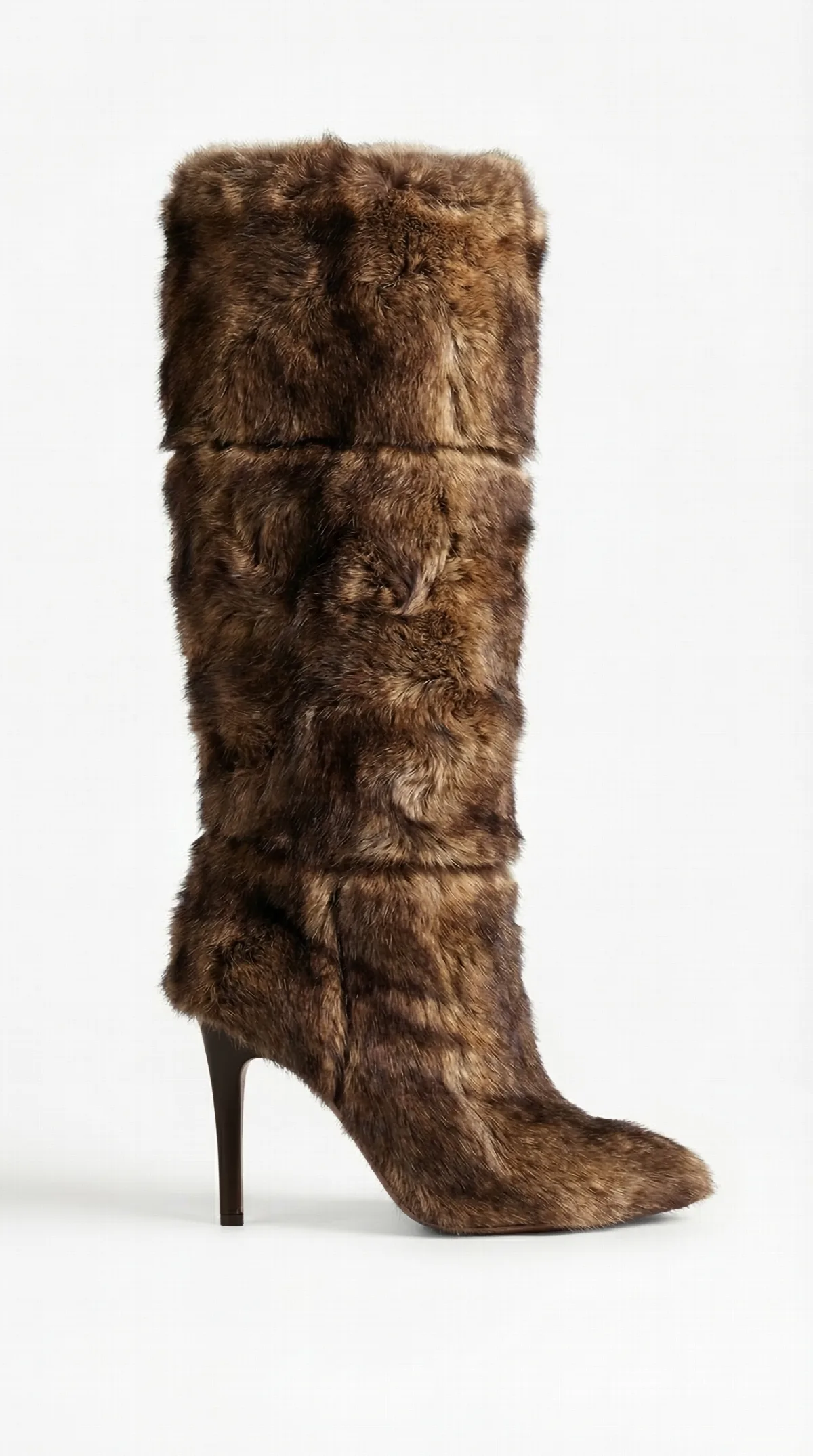 Textured Brown Stiletto Boot