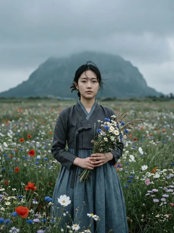 Hanbok in Wildflowers