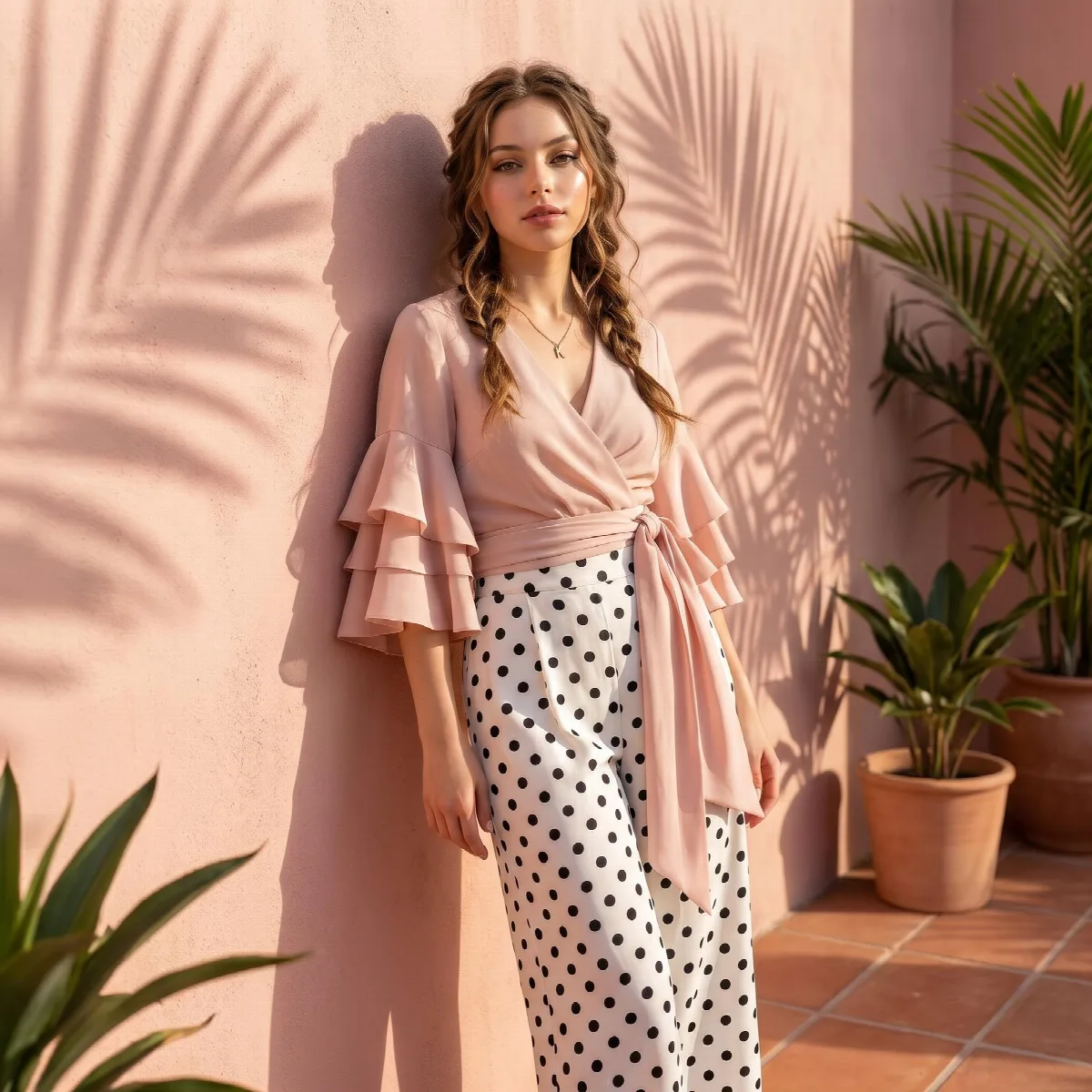 Blush Pink Palm Shadows