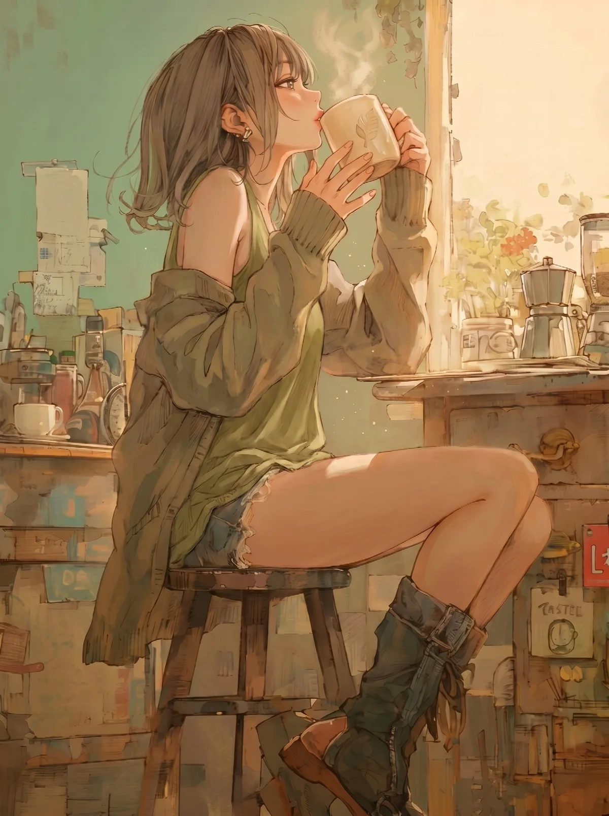 Morning Cup in the Kitchen