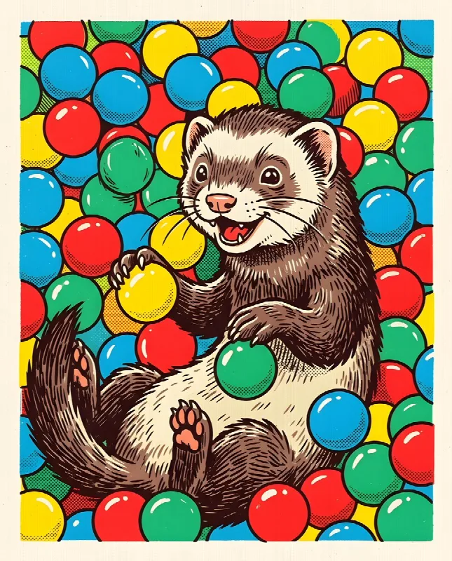 Ferret in a Ball Pit
