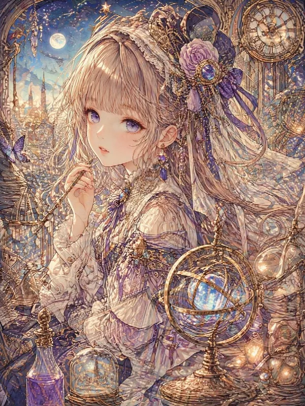 Filigree Line Art Girl