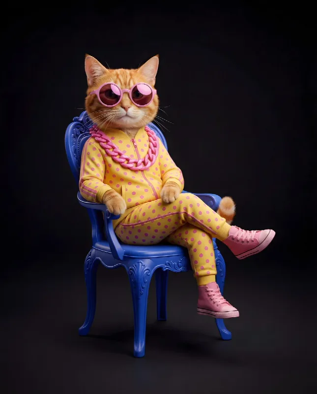 Cat in a Polka Dot Tracksuit