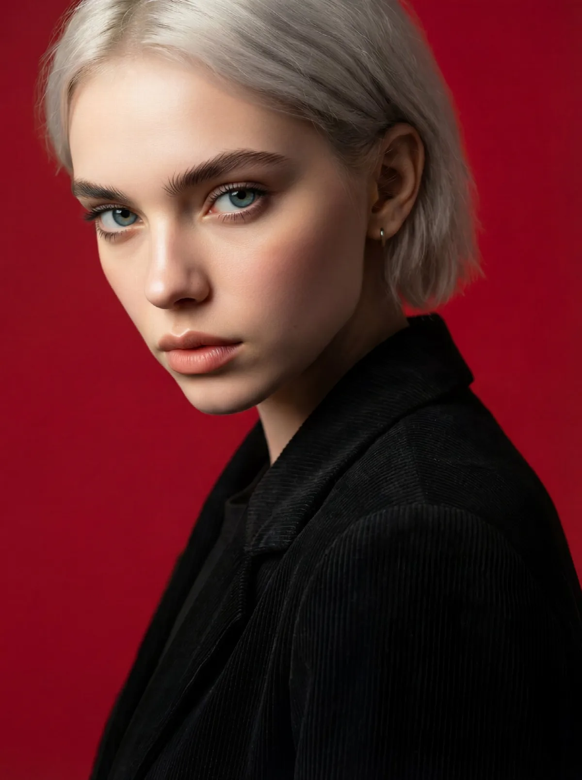 Red Backdrop Profile Portrait