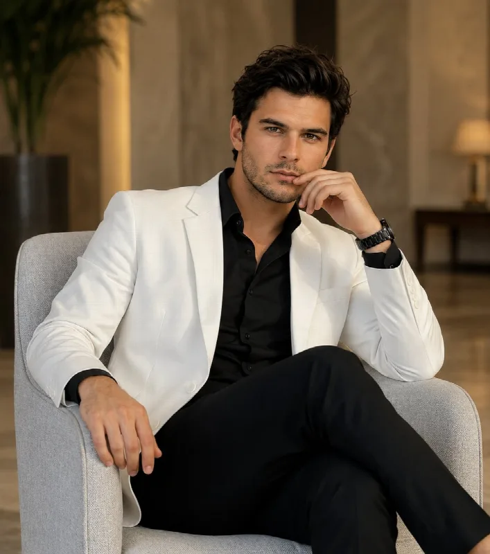 Hotel Lobby White Blazer