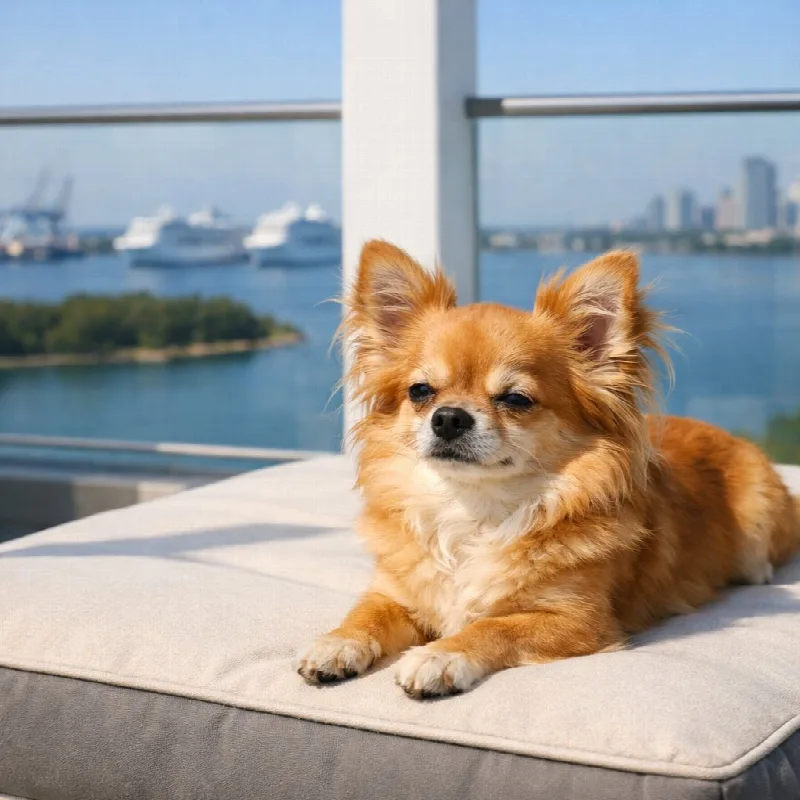 Chihuahua on a Sunny Balcony