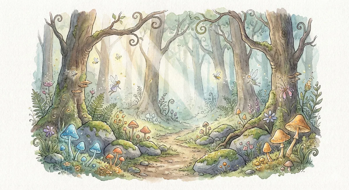 Watercolor Forest Clearing