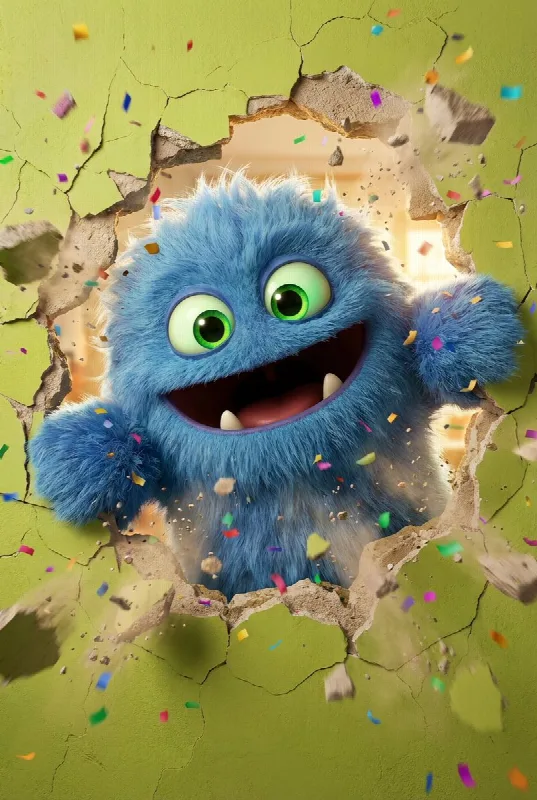 Fluffy Monster Through the Wall