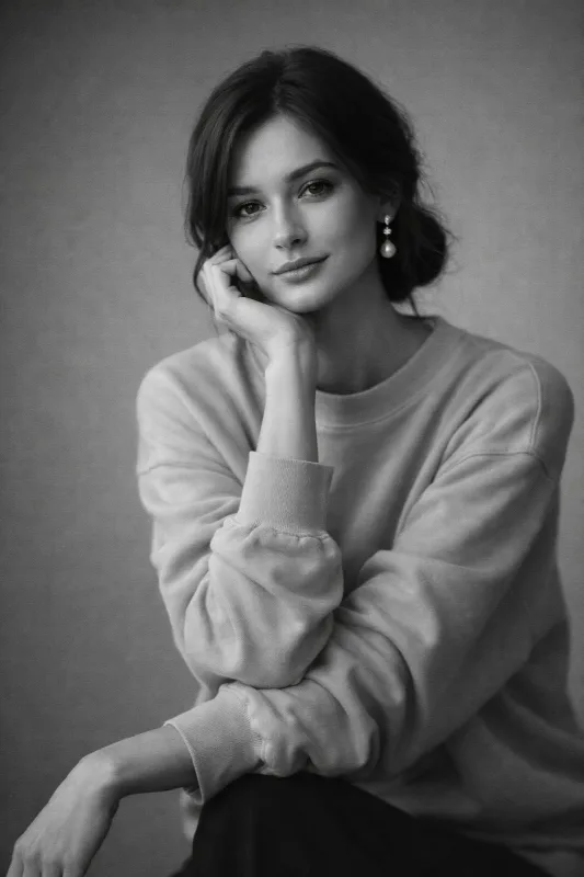 Monochrome Thoughtful Studio Portrait