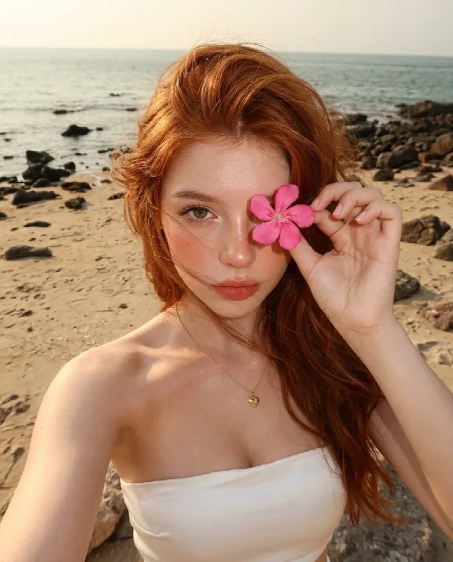 A Pink Flower by the Sea